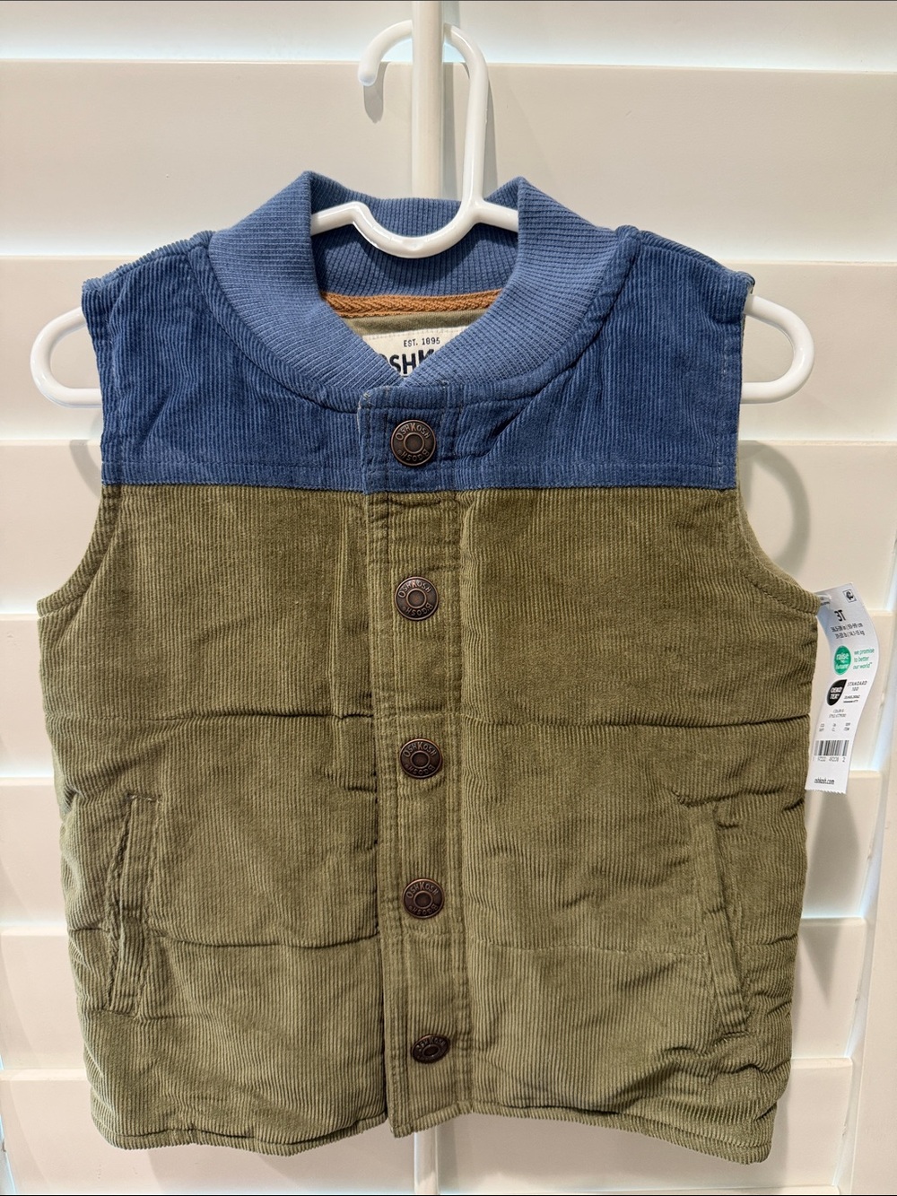 Oshkosh, tall boys corduroy vest (nwt)